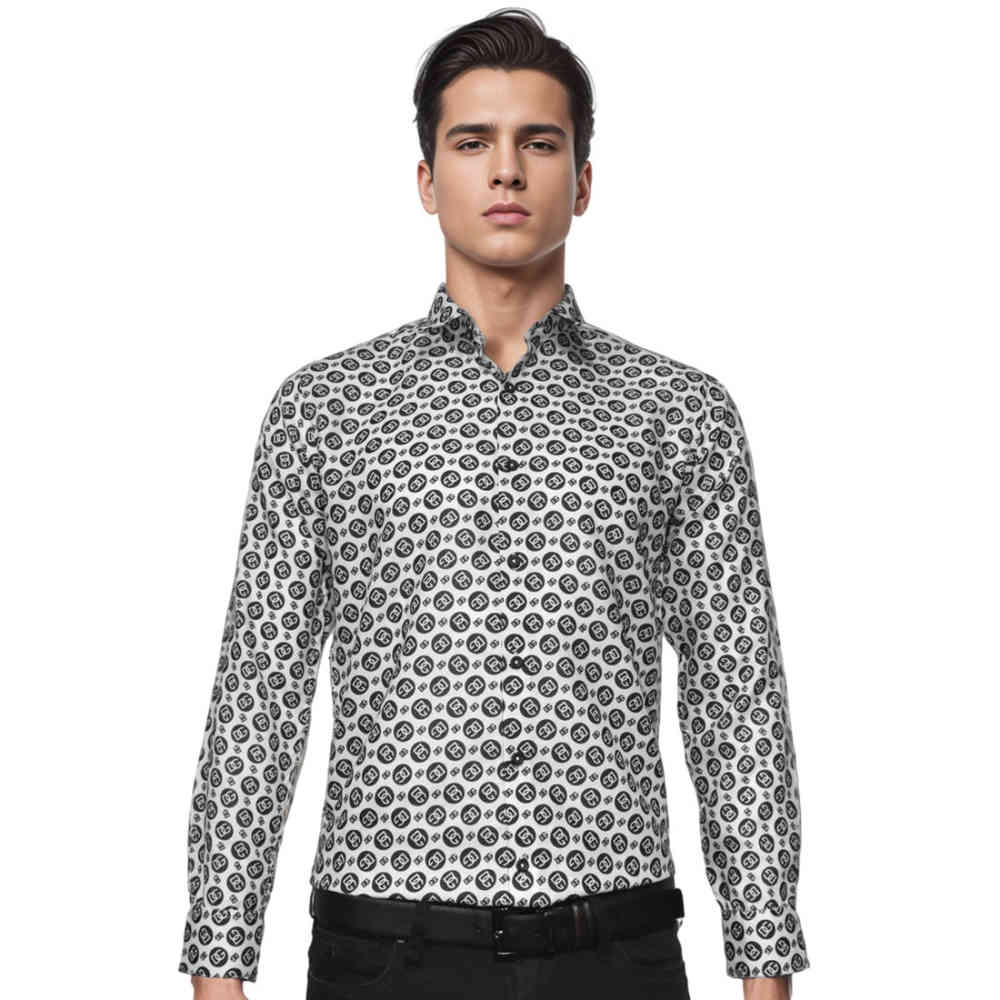 White Dolce & Gabbana All-over Printed Black Premium Shirt