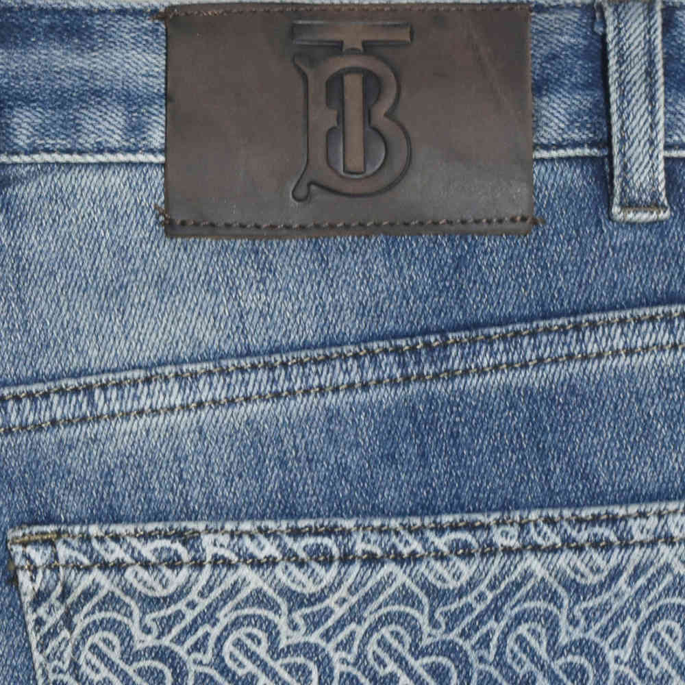 Burberry TB Print Light Blue Premium Jeans-4