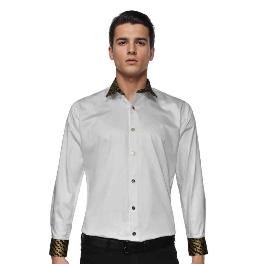 White Balmain Leopard Printed Black Premium Shirt