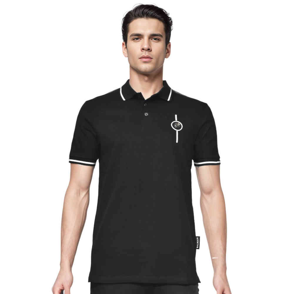 Black Balmain White Contrast Tipping Cotton T-shirt