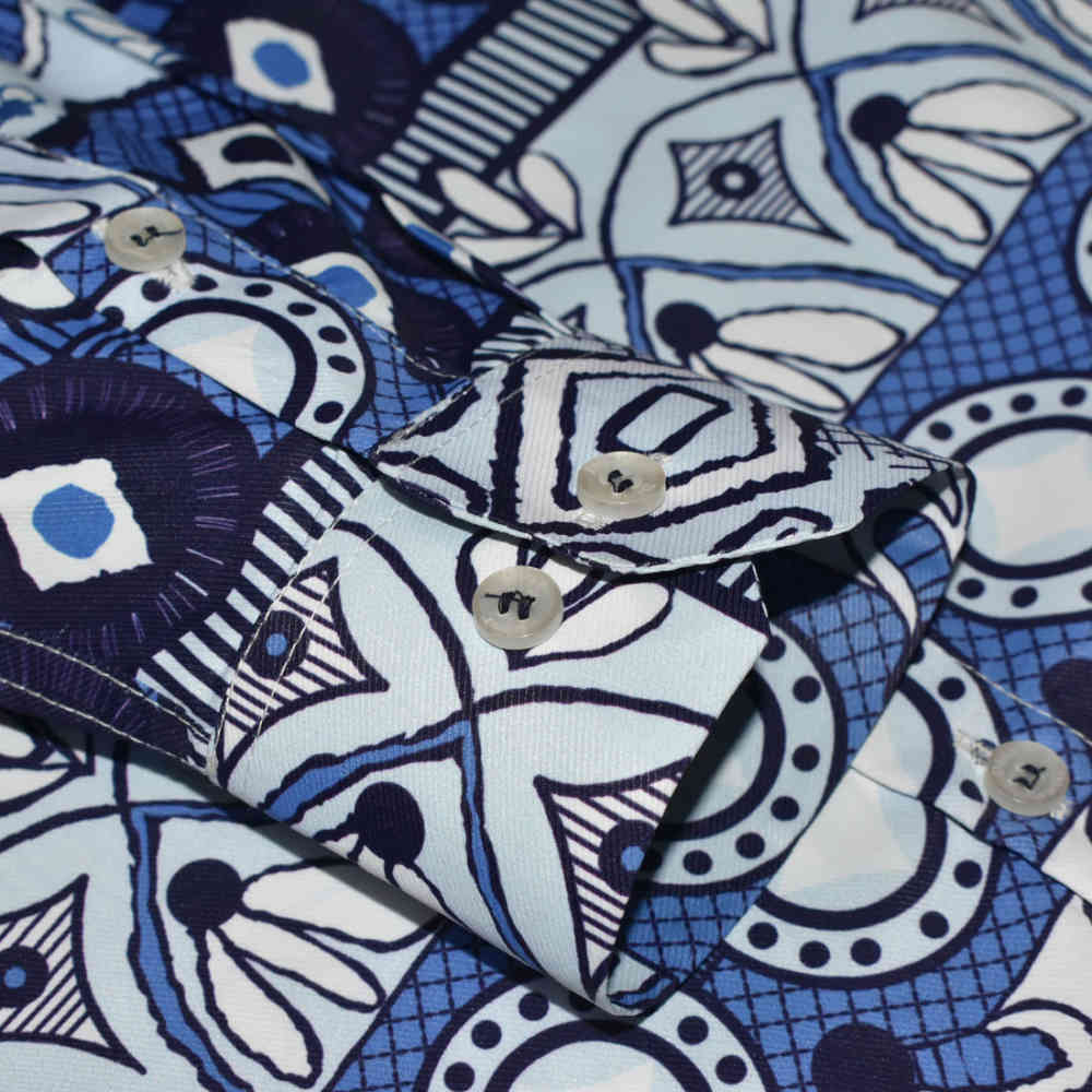 Christian Dior Blue Premium Printed Shirt-5
