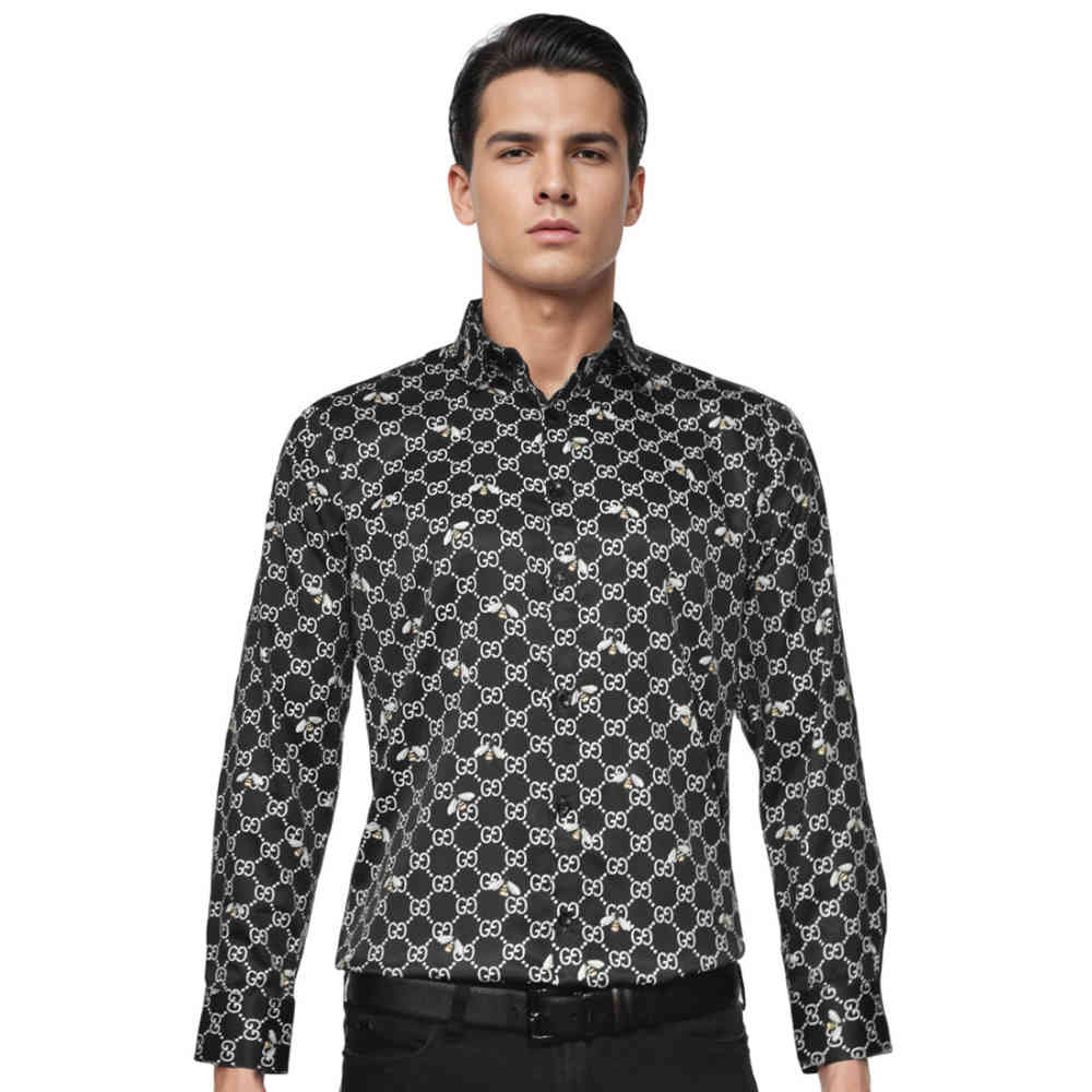 Black Gucci logo Print White Premium Luxury Shirt