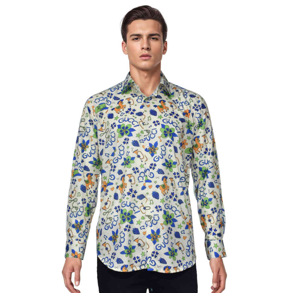 Gucci Cream Premium Printed Cotton Shirt-2
