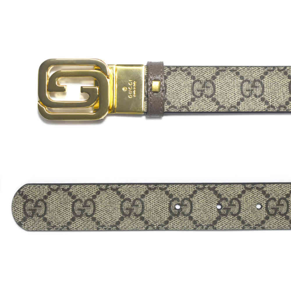 Gucci Supreme Canvas & Grained leather Reversible Belt-3