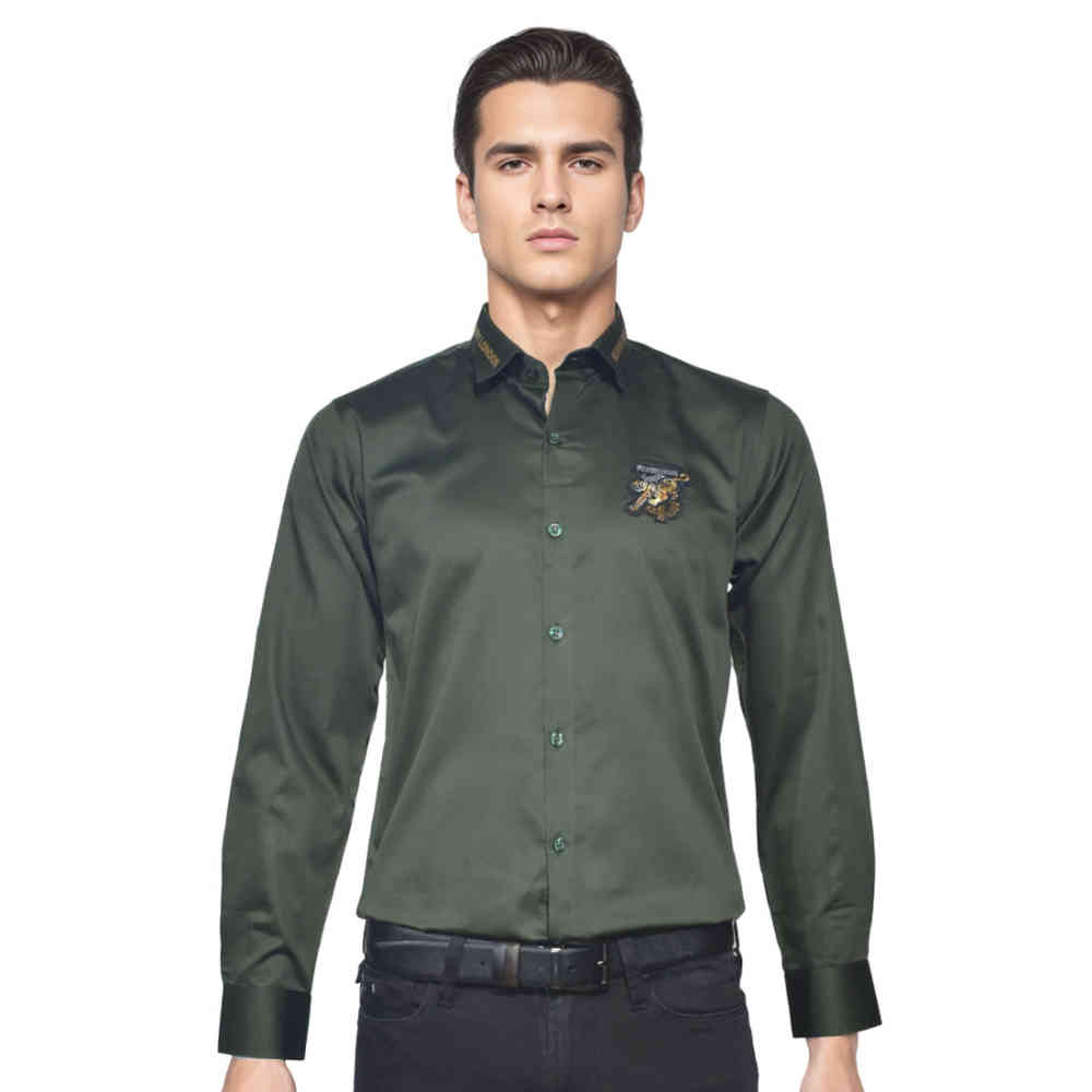 Green Burberry TB Tiger Embroidered Black Premium Shirt