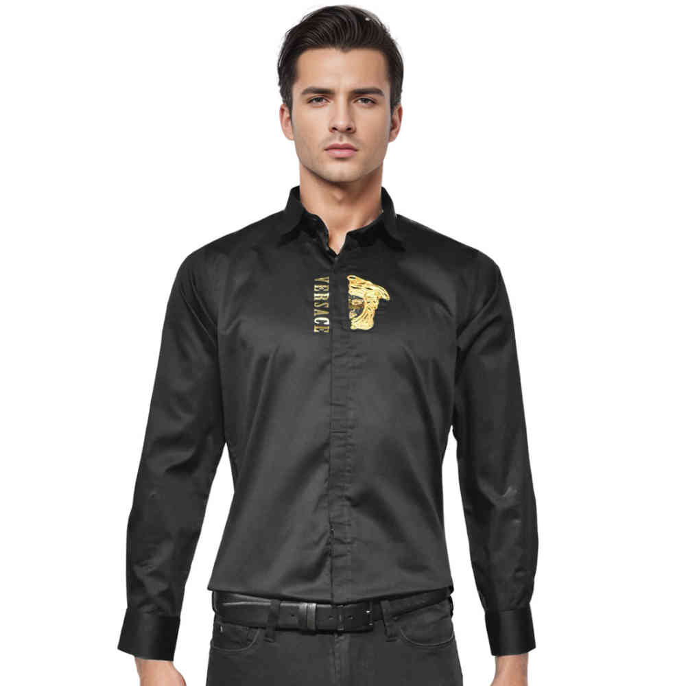 Black Versace Embroidered logo White Shirt