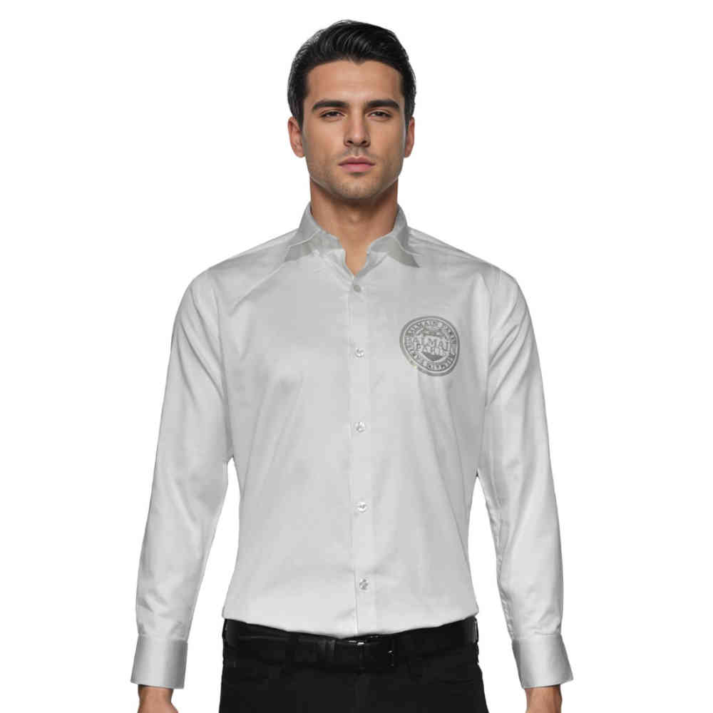 White Balmain Patch Black Premium Cotton Shirt