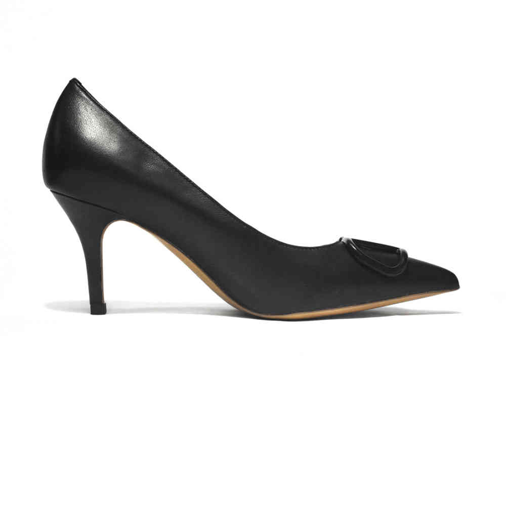 Valentino Black Leather V Logo Pumps Sandals-thumb-2