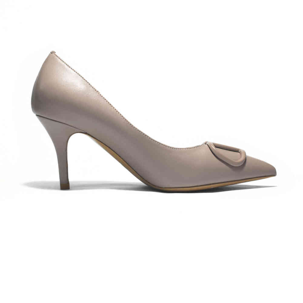 Valentino Dusty Rose Leather V Logo Pumps Sandals-thumb-2