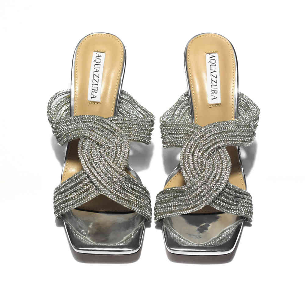 Aquazzura Silver Premium Heel Sandals-thumb-5