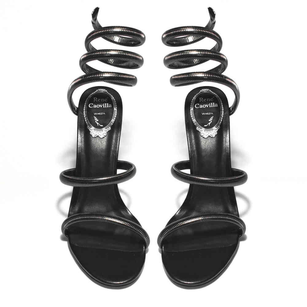 Rene Caovilla Cleo Crystal Black Heel Sandals-thumb-5