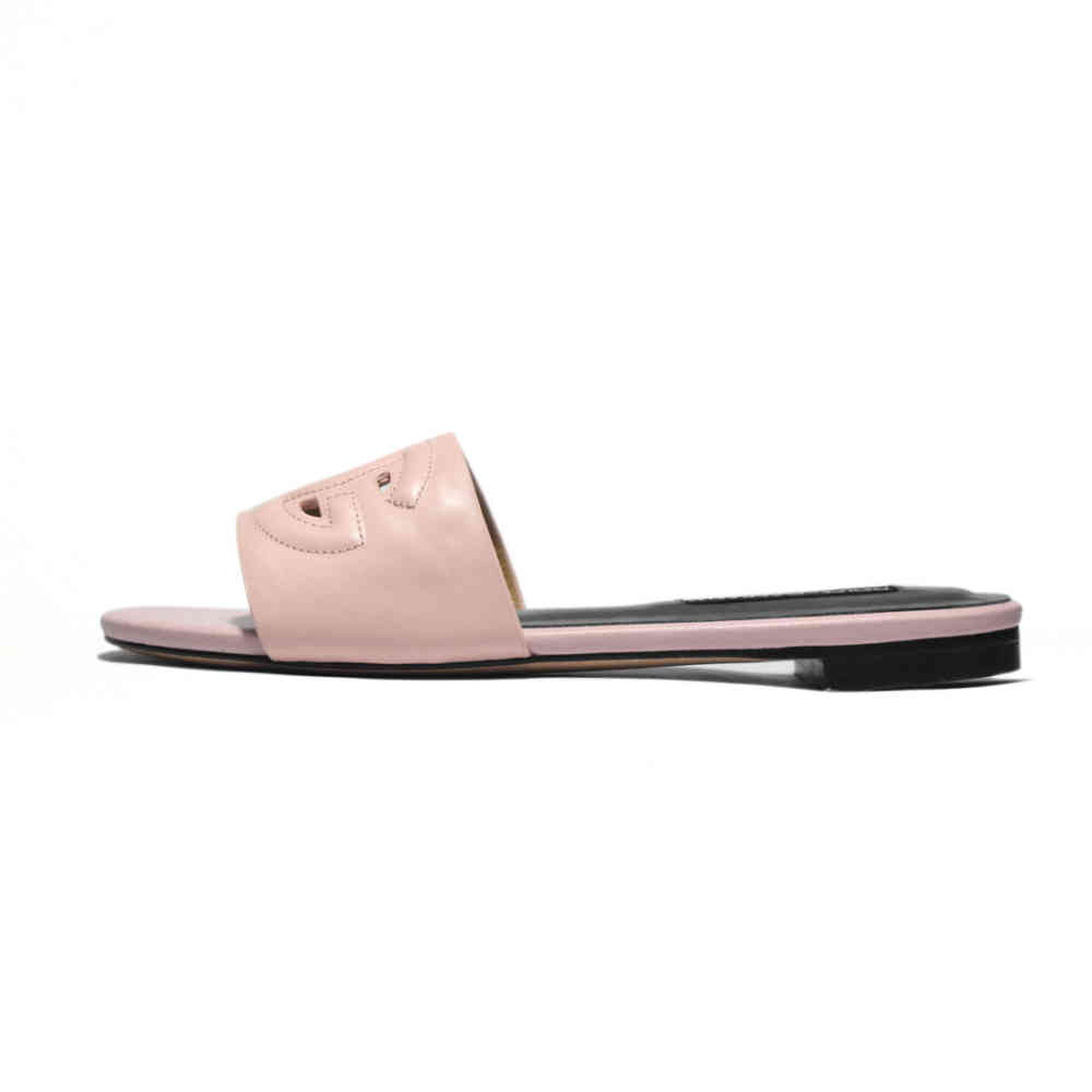 Dolce & Gabbana Pink logo Slides Flat Sandals-1