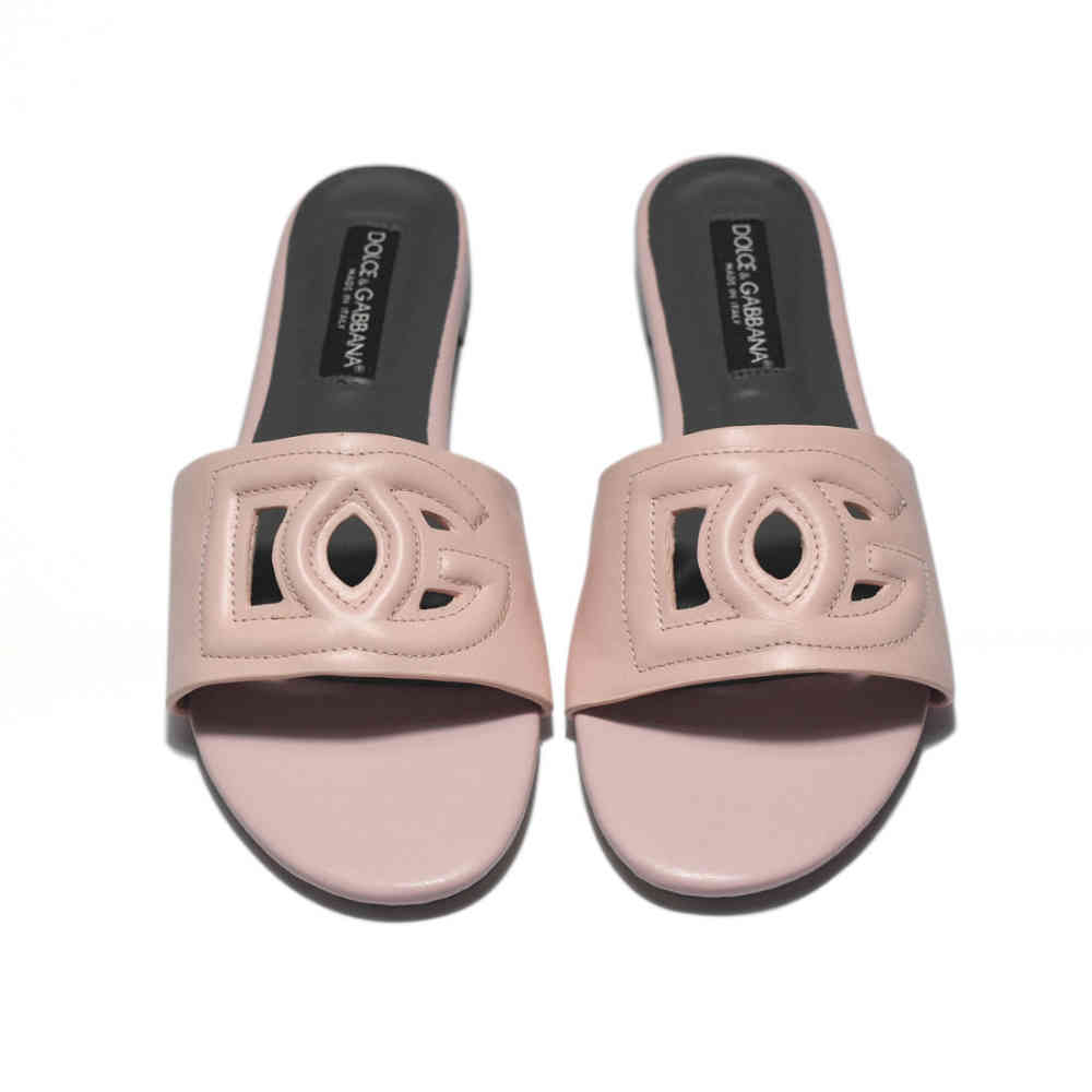 Dolce & Gabbana Pink logo Slides Flat Sandals-5