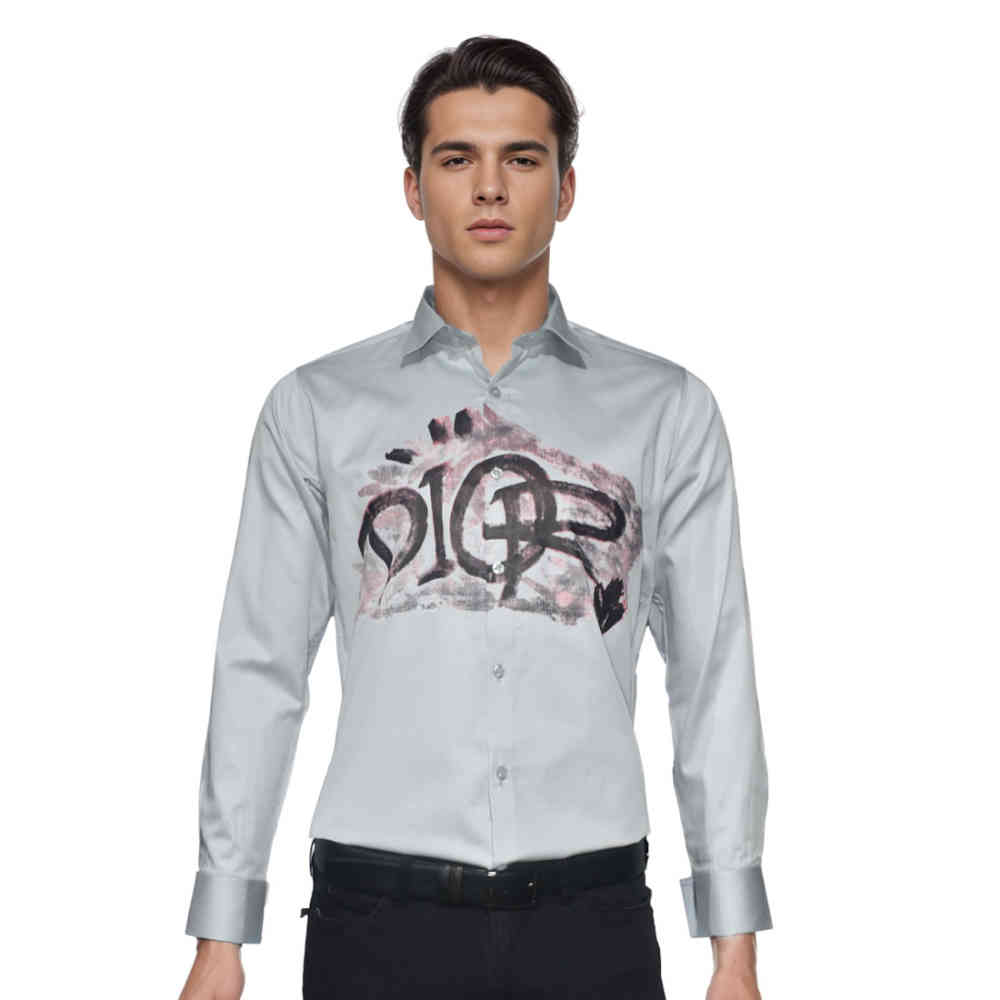 Grey Dior Printed Black Premium Cotton Shirt