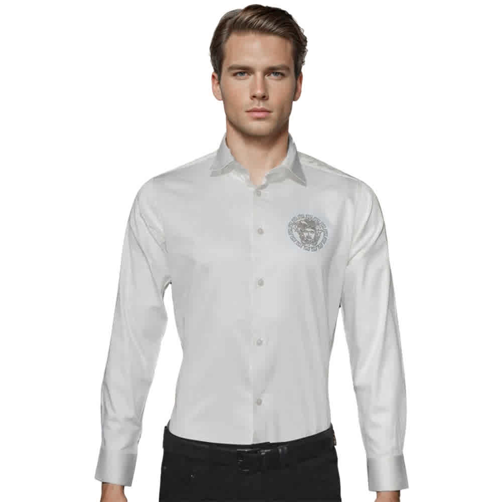 White Versace Sky Blue Premium Quality Shirt