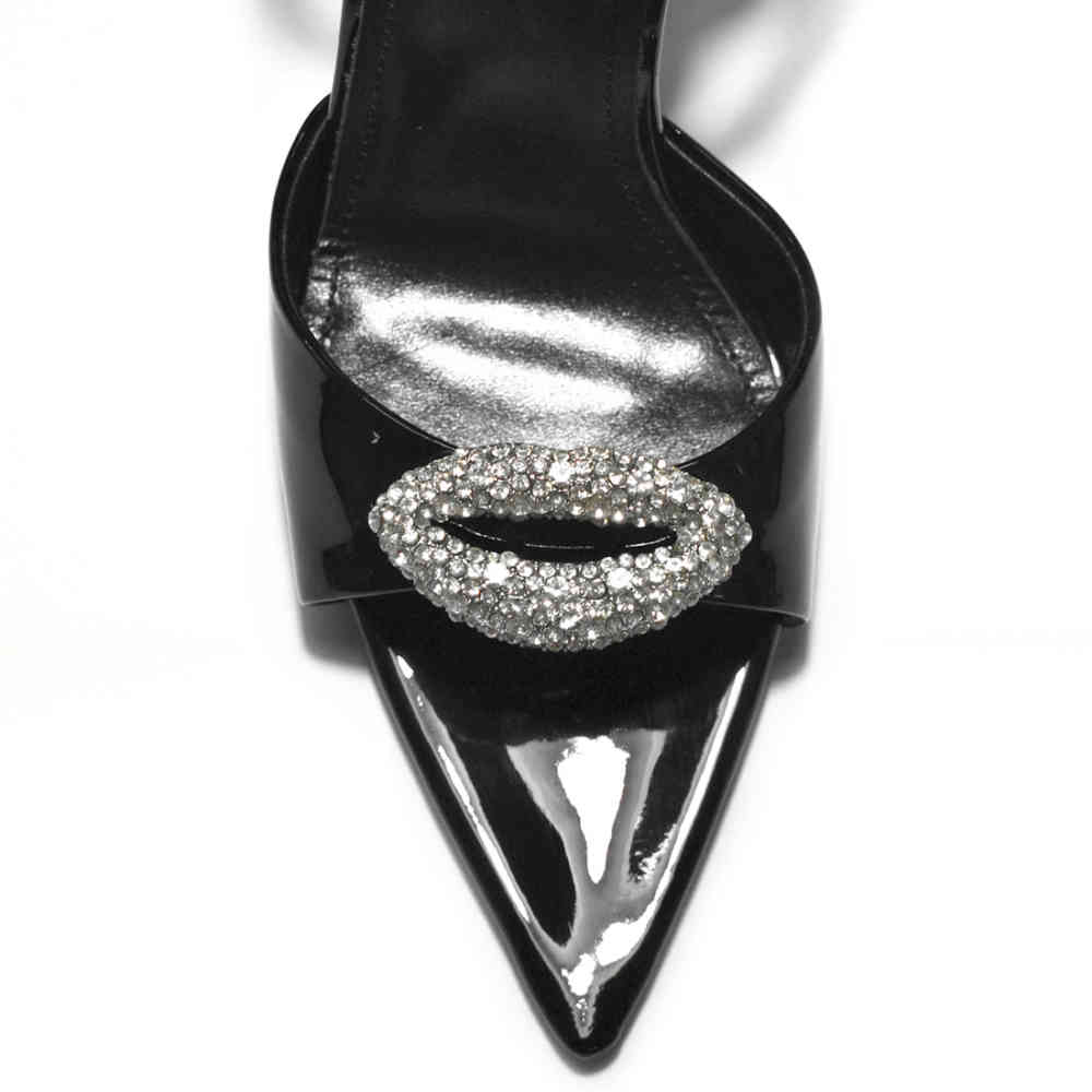 Saint Laurent Black Premium Leather Heel Sandals-thumb-3
