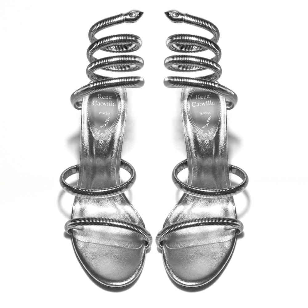 Rene Caovilla Cleo Crystal Silver Heel Sandals-thumb-5