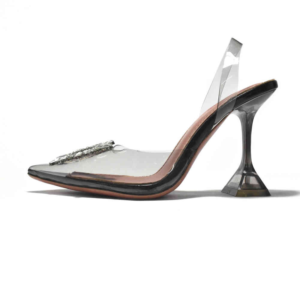 Amina Muaddi Black Begum Sling Satin Sandals-thumb-1
