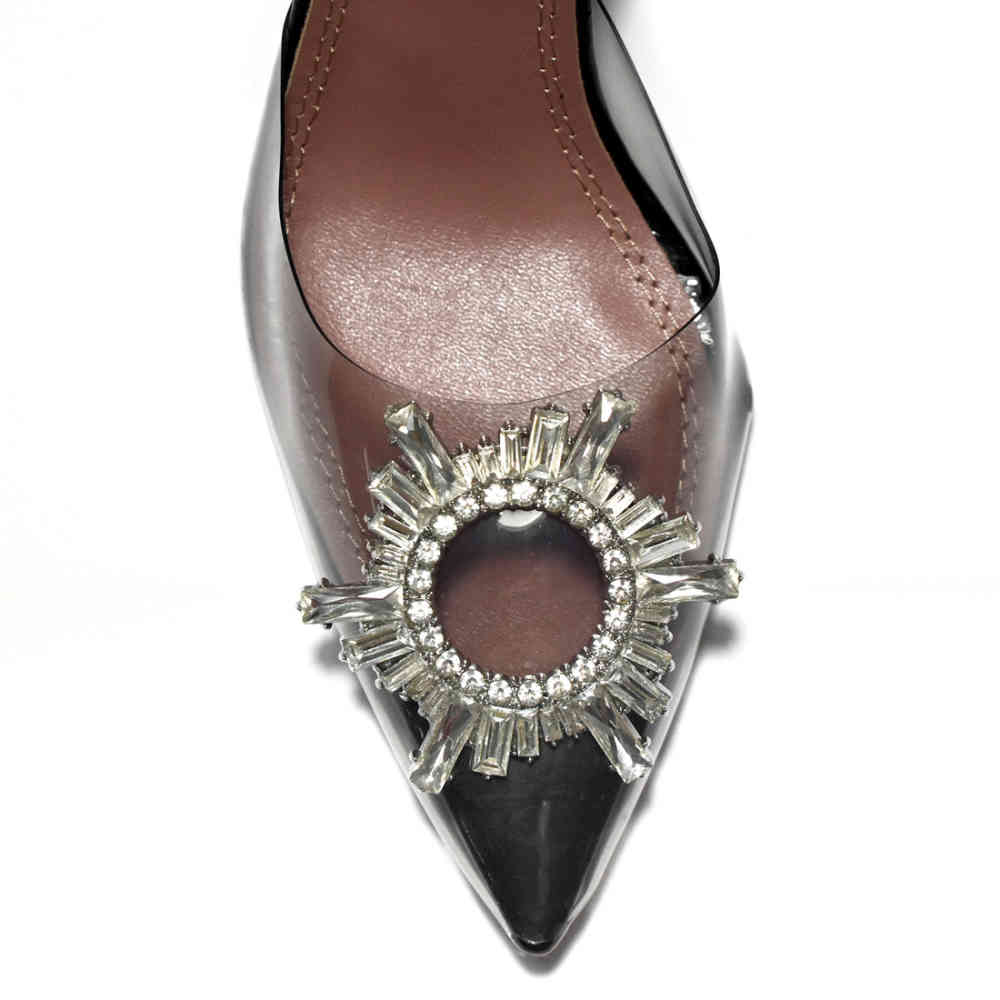 Amina Muaddi Black Begum Sling Satin Sandals-thumb-3