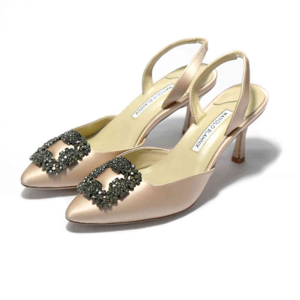 Brown Manolo Blahnik Black Premium Leather Heel Sandals
