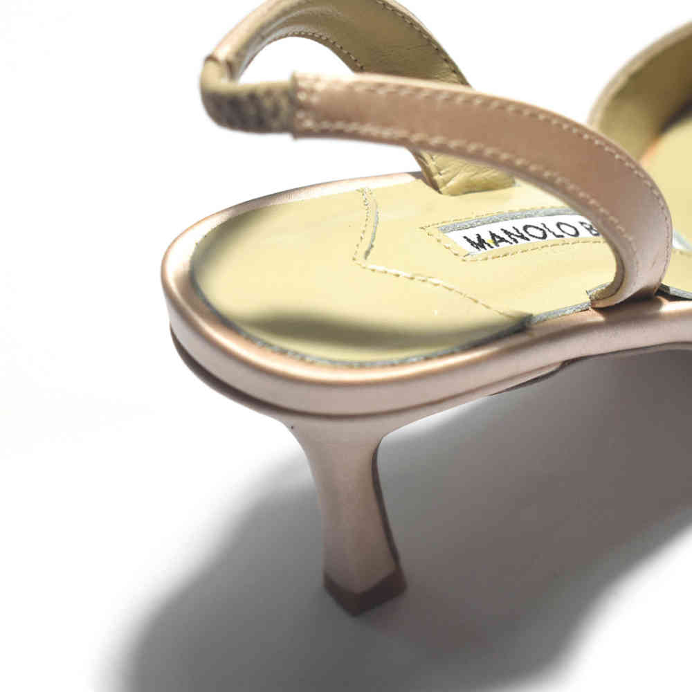 Manolo Blahnik Brown Premium Leather Heel Sandals-thumb-4