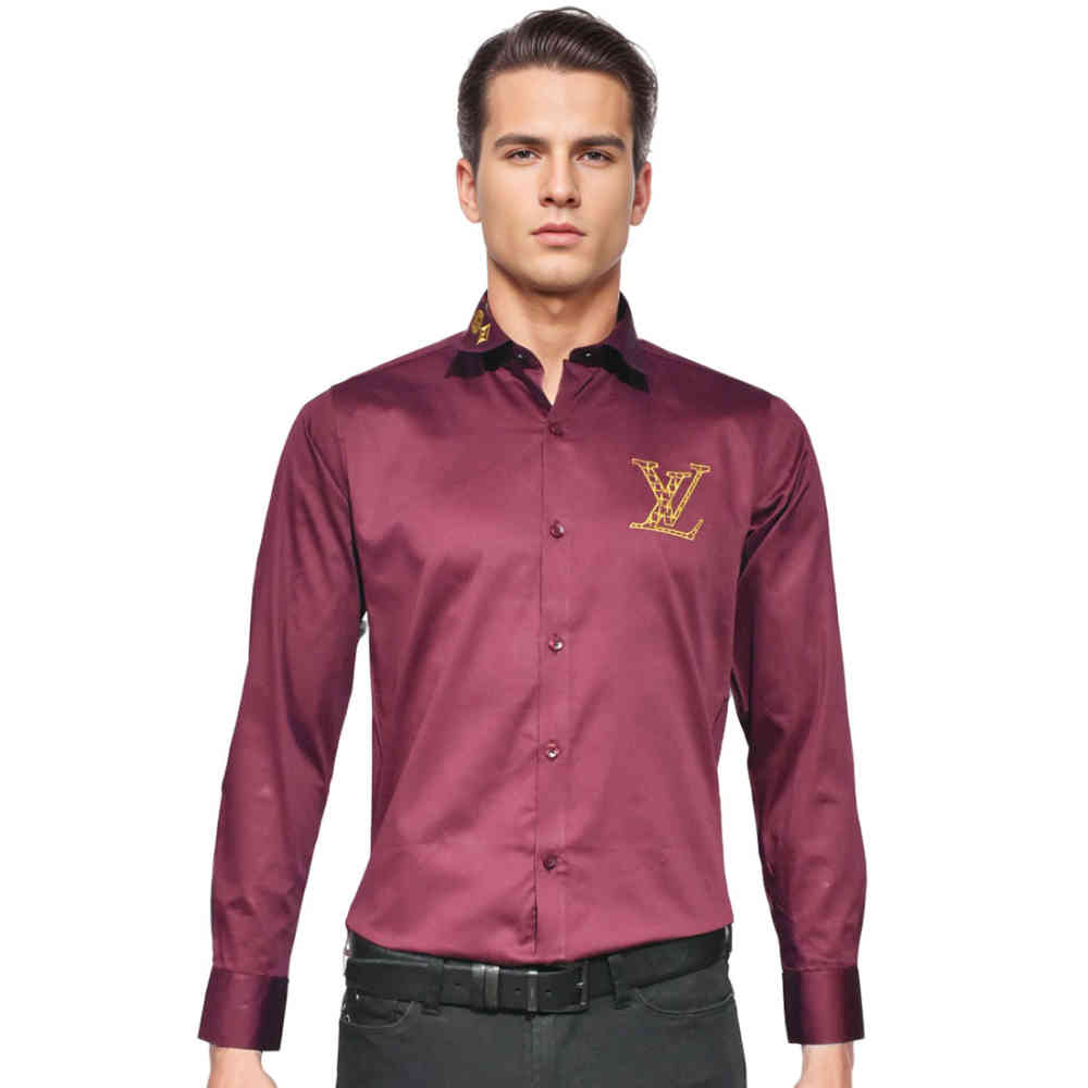 Wine Louis Vuitton White Premium Quality Shirt