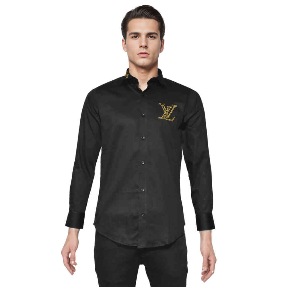 Louis Vuitton Embroidered logo Black Luxury Shirt-6