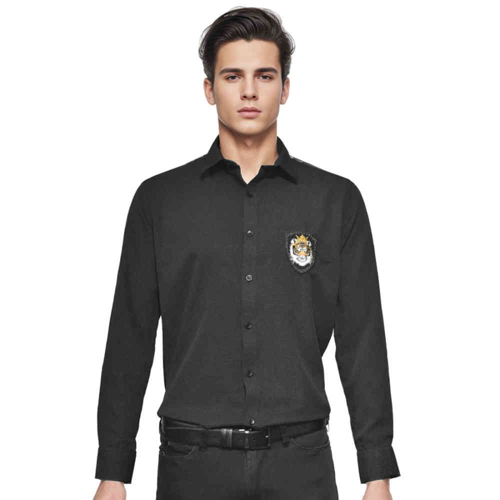Black Balmain Tiger Embroidered White Premium Shirt
