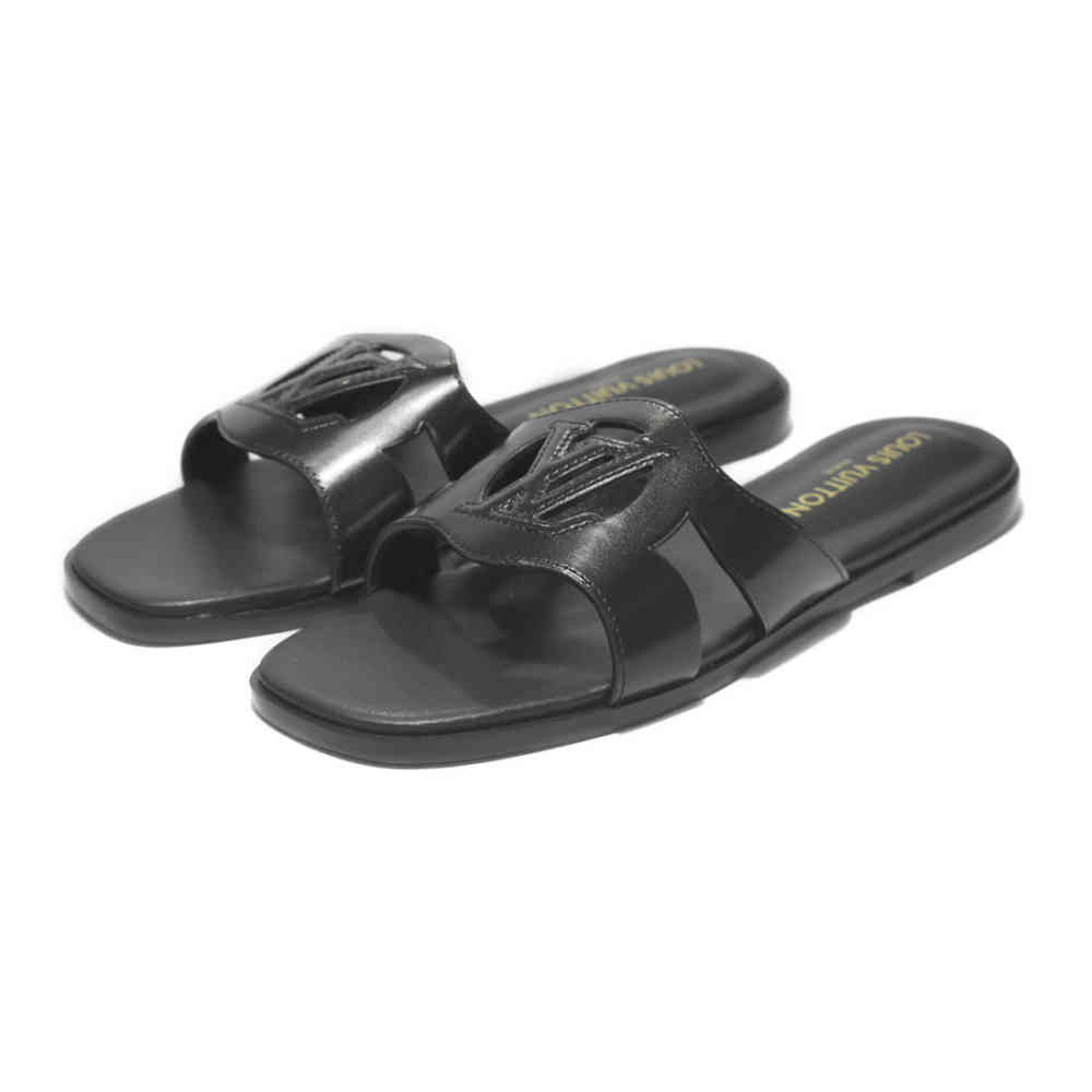 Black Louis Vuitton Isola Flat Mule Brown Sandals
