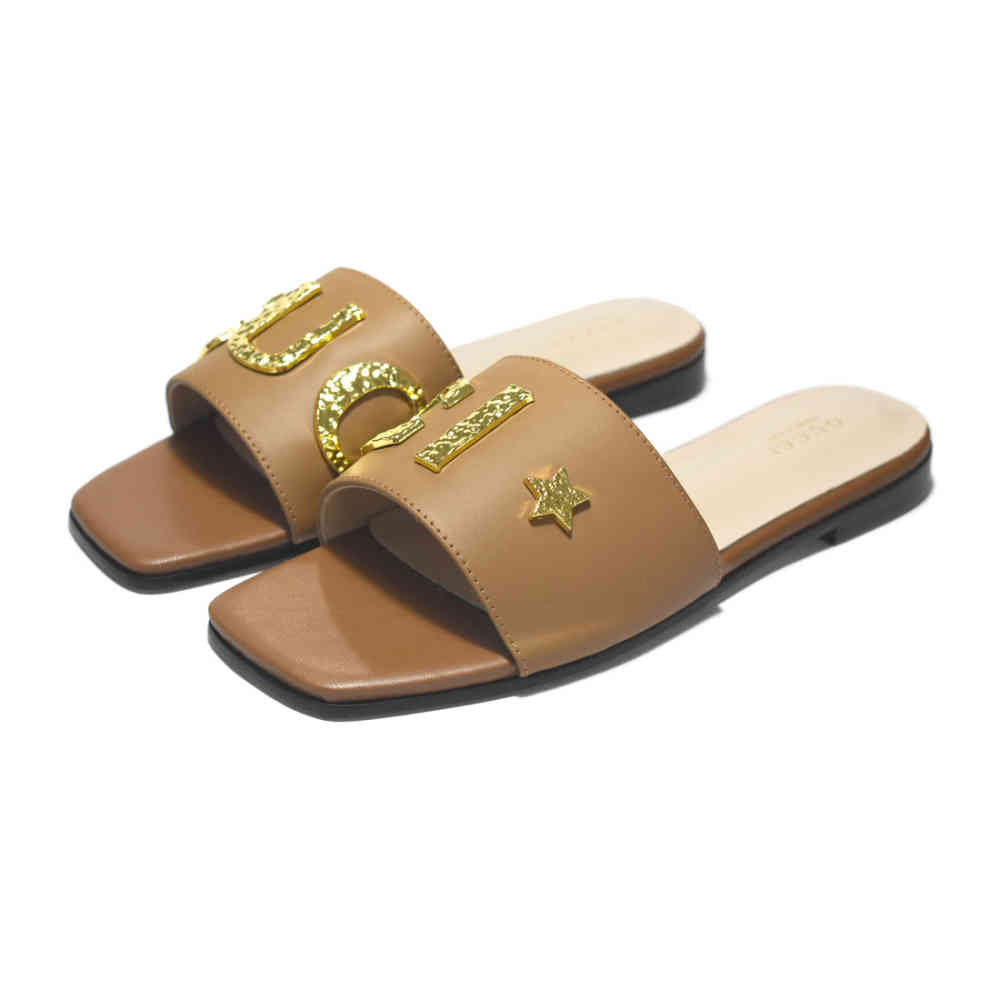 Brown Gucci Black Premium Women's Flat Sandals