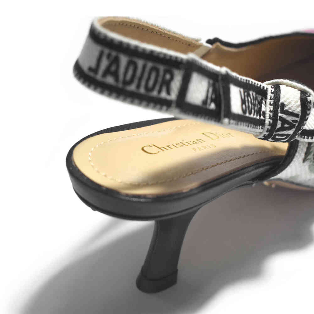 Dior Floral Printed White Premium Heel Sandals-4
