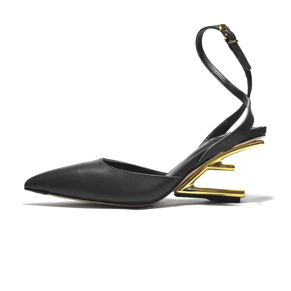 Fendi Black Premium Heel Sandals-thumb-1