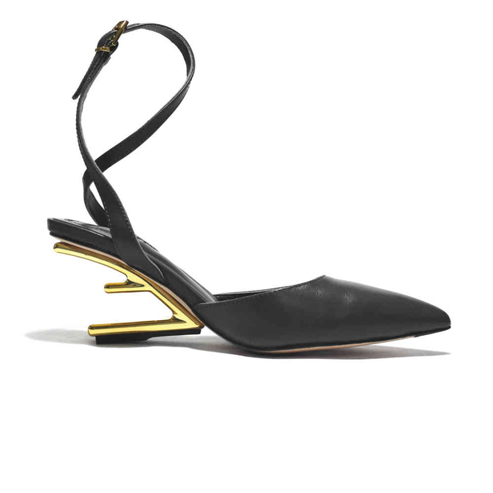 Fendi Black Premium Heel Sandals-thumb-2