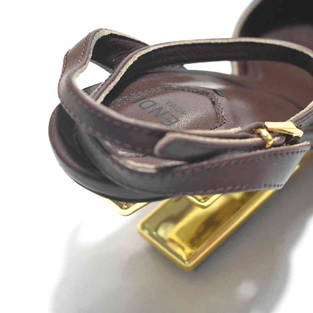 Fendi Coffee Premium Heel Sandals-4