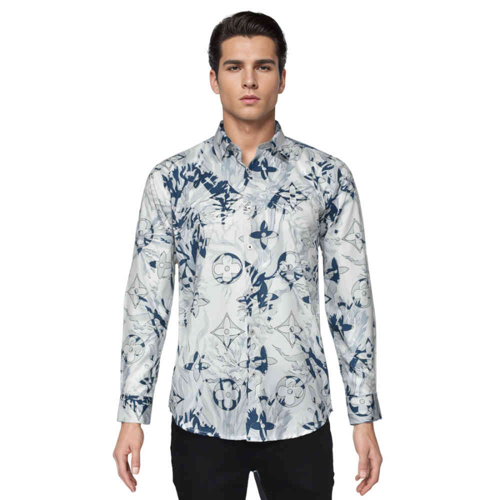 Louis Vuitton Monogram White & Blue Premium Shirt-6