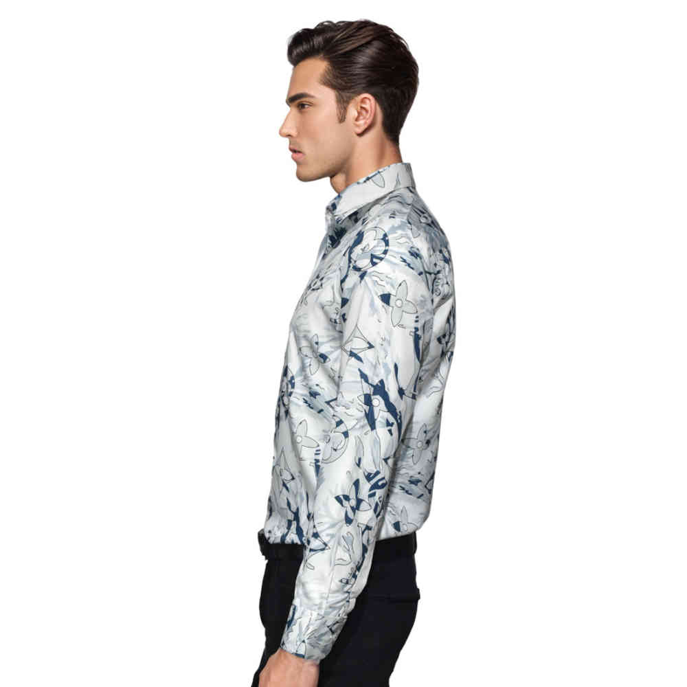 Louis Vuitton Monogram White & Blue Premium Shirt-2