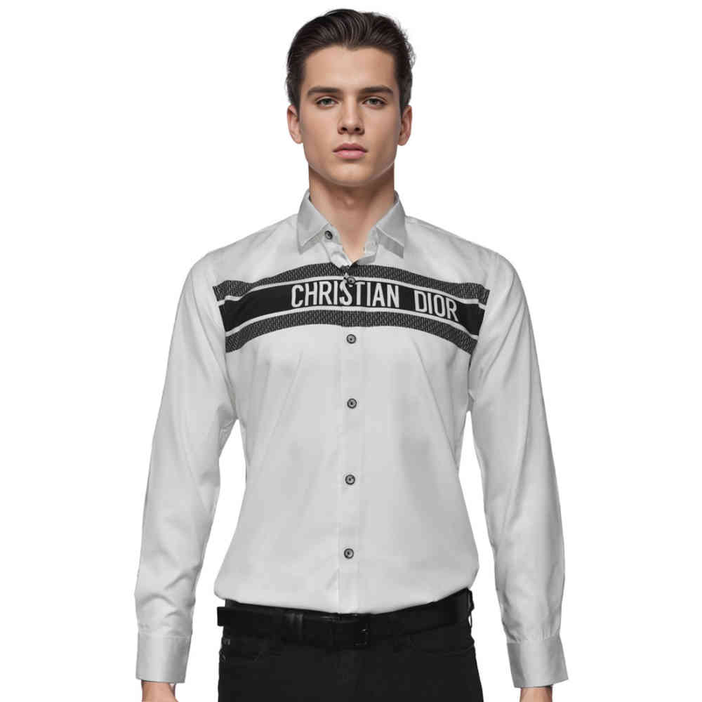 White Christian Dior Signature Logo Black Premium Shirt