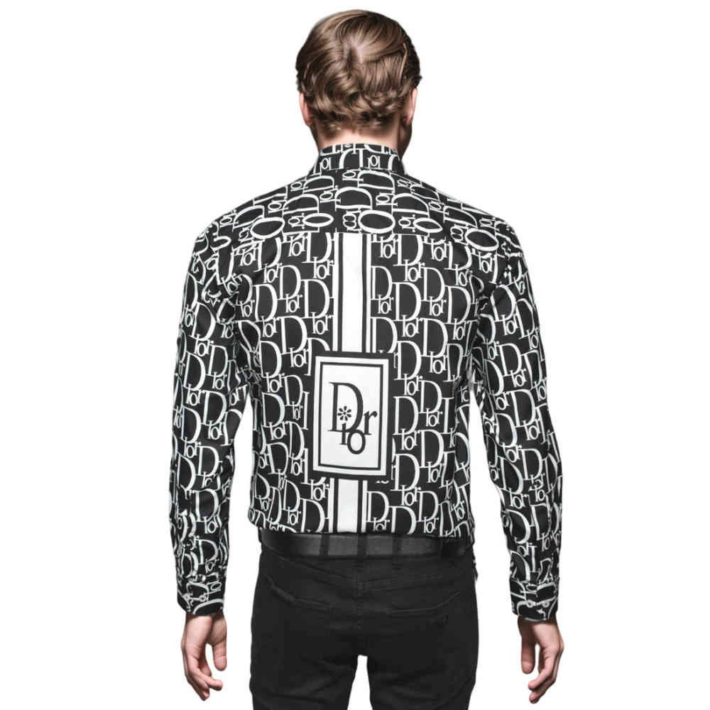 Dior Printed Black Premium Quality Cotton Shirt-1
