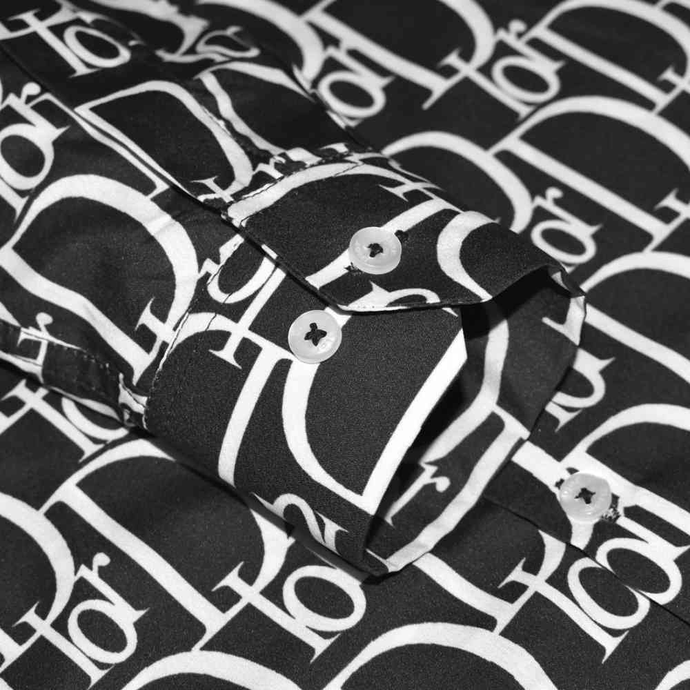Dior Printed Black Premium Quality Cotton Shirt-5