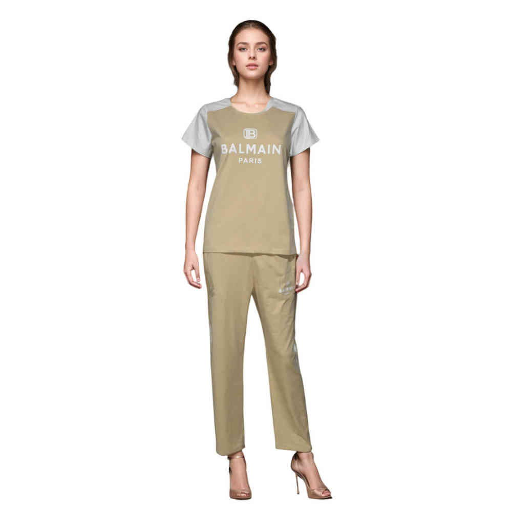 Balmain logo Print Cream Premium Co-ord Set-1