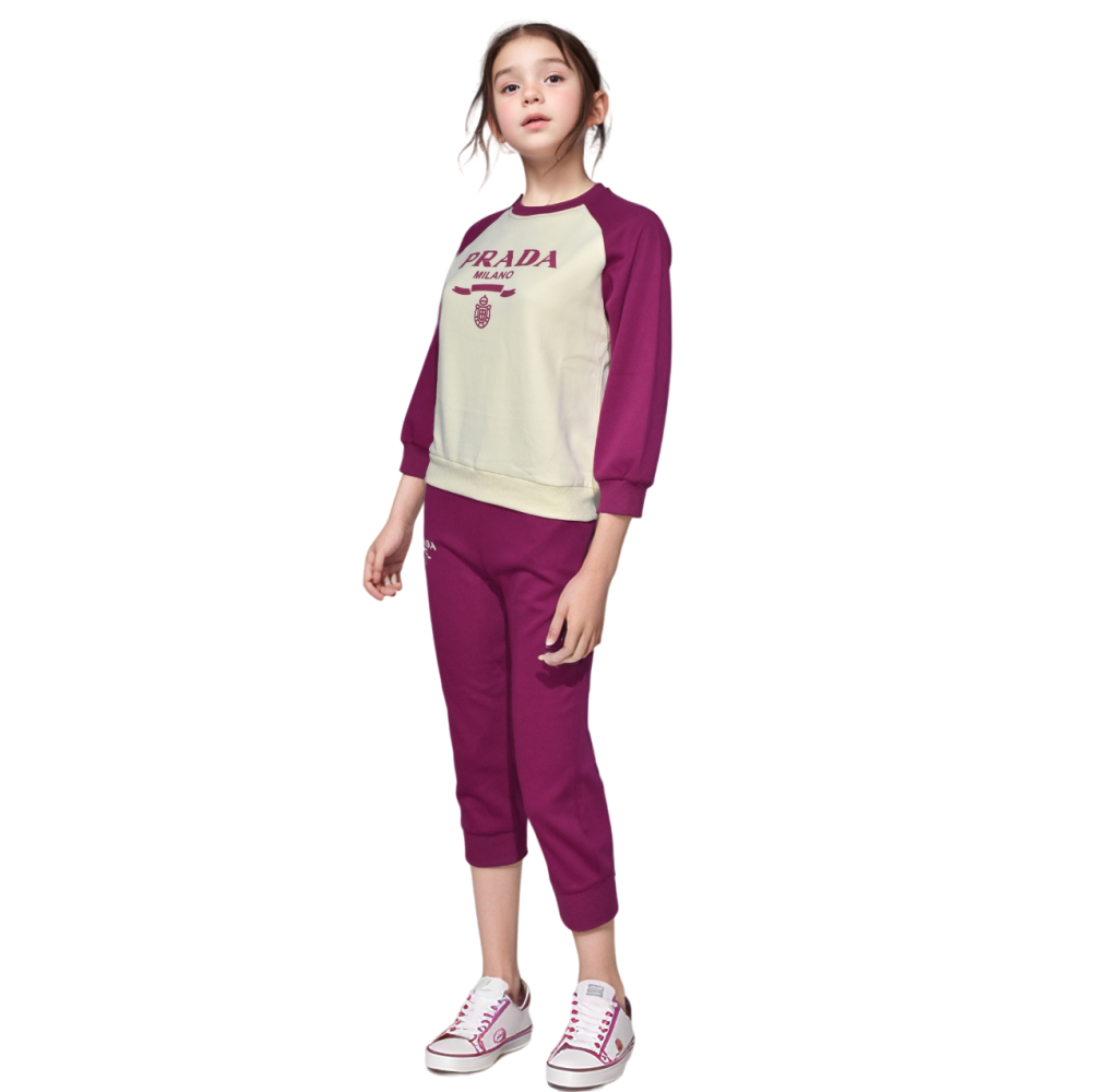 Prada Print Pink High-End Quality Girls Co-ord Set-2