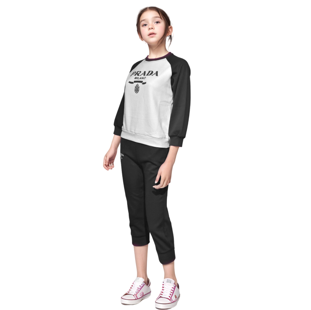 Prada Print Black High-End Quality Girls Co-ord Set-2