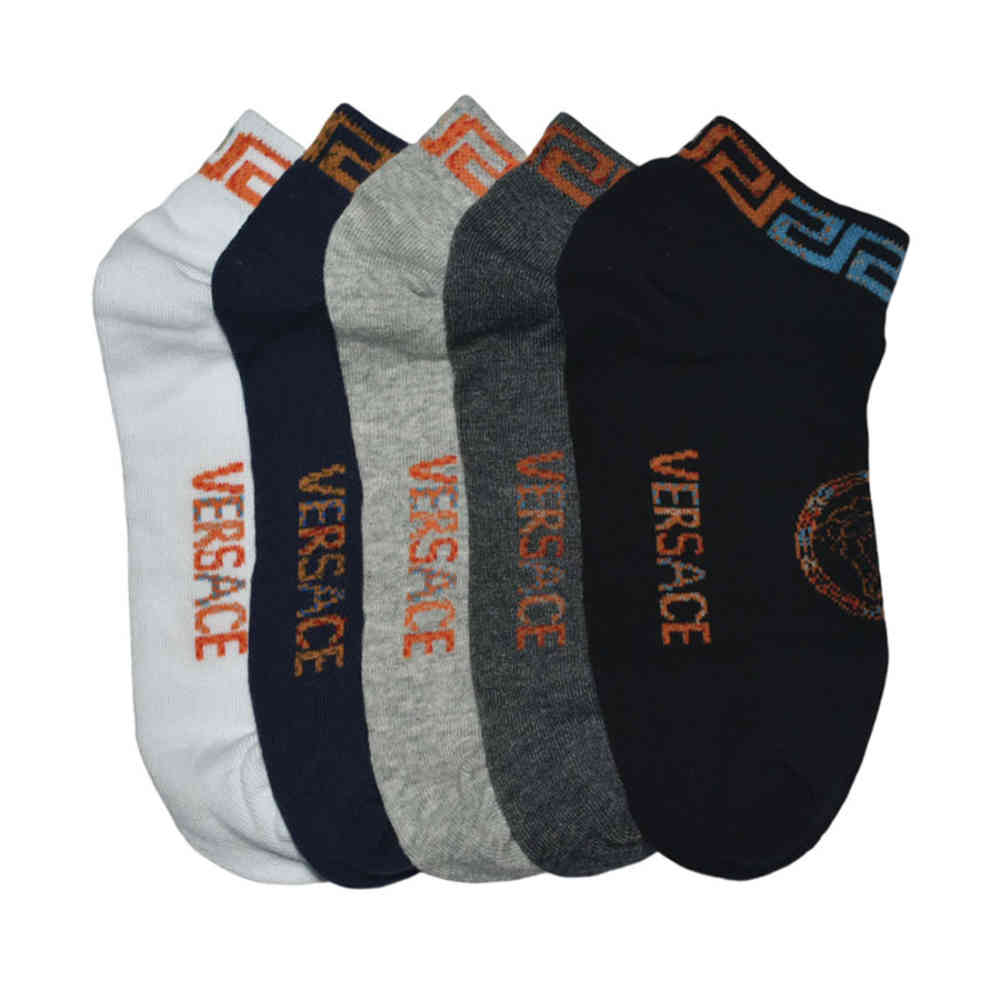 Premium Quality Low Ankle Socks - Pack of 5 Versace Premium Luxury Low Ankle Socks