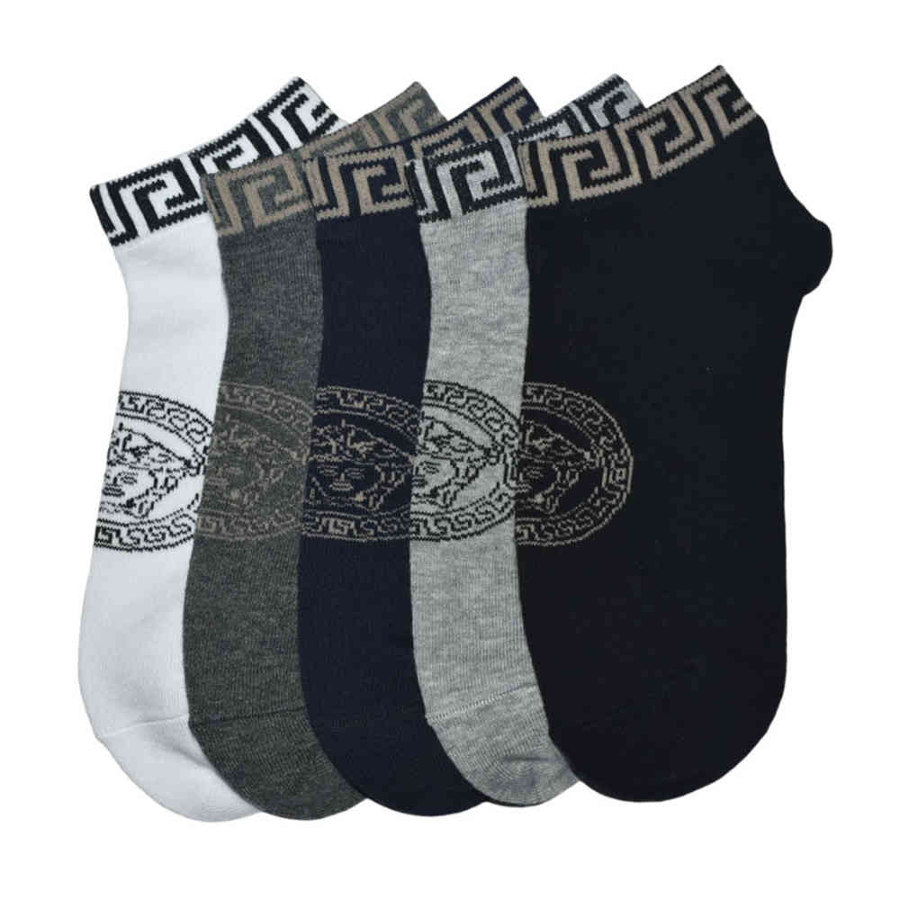 Versace Embroidery Premium Luxury Low Ankle Socks - Pack of 5-1