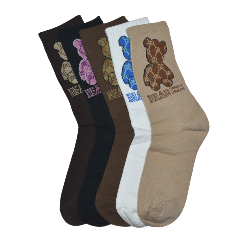 Gucci Teddy Embroidery Premium Ankle Socks - Pack of 5-thumb-1