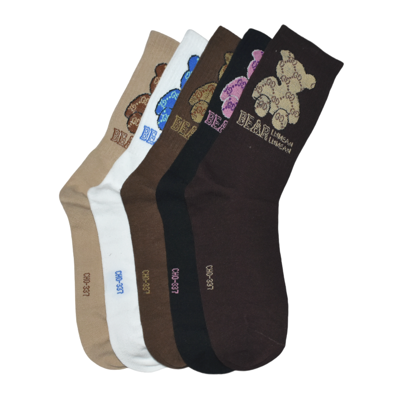 Teddy Embroidery Premium Ankle Socks - Pack of 5 Gucci Embroidered logo Low Ankle Socks - Pack of 5