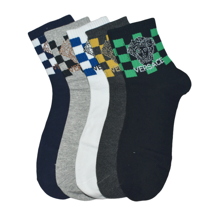 Versace Embroidery logo Premium Low Cut Socks - Pack of 5-thumb-1