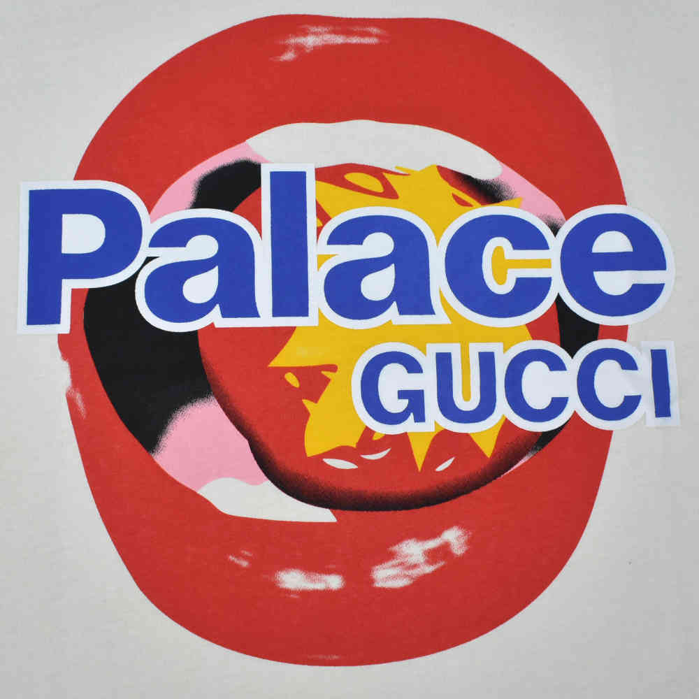 Palace x Gucci Printed Sky Blue Premium T-shirt-thumb-3