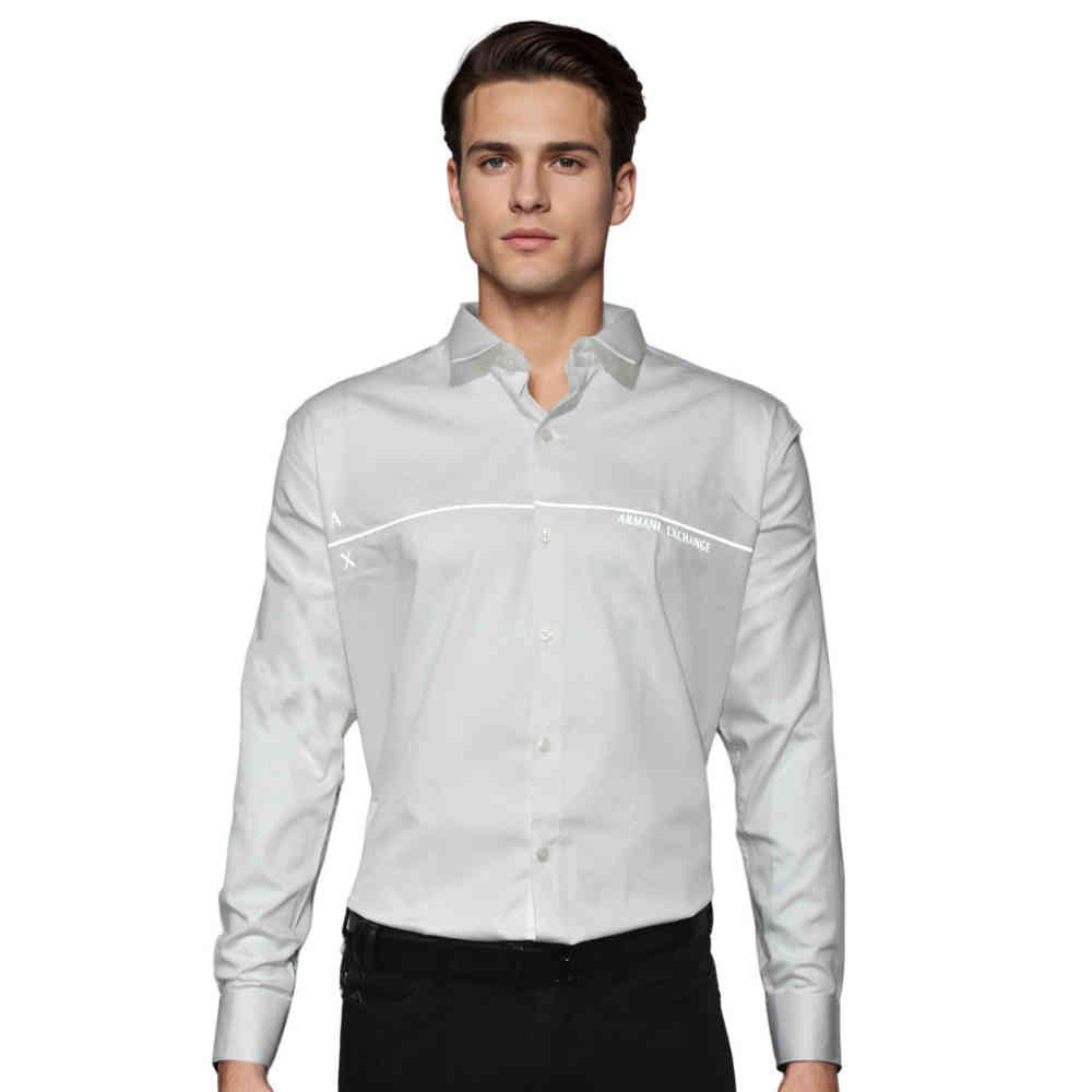 White Armani Exchange Navy Blue Premium Shirt