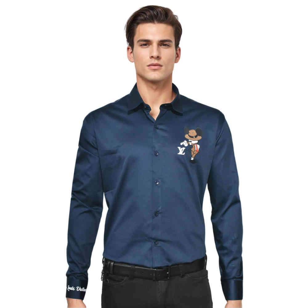 Navy Blue Louis Vuitton White Premium Quality Shirt